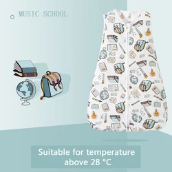 Kids Cartoon Print Sleeping Bags Bamboo Soft Baby Pajamas Girl Double Zipper Sleeping Sack