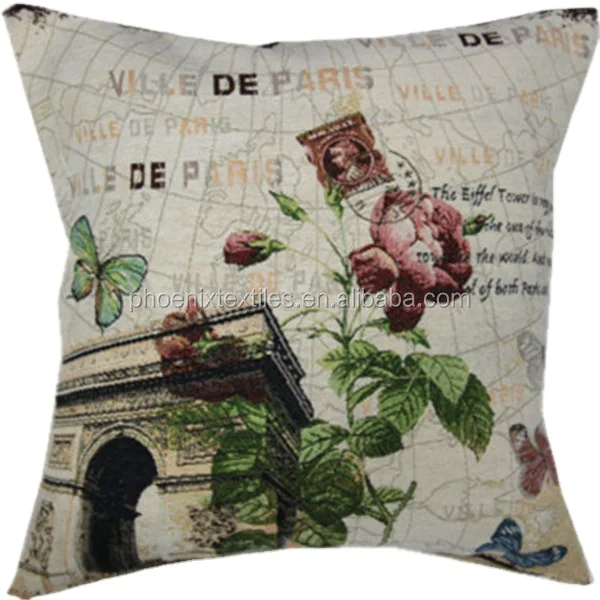 Pink rose custom tapestry jacquard decorative cushion cover pillow case