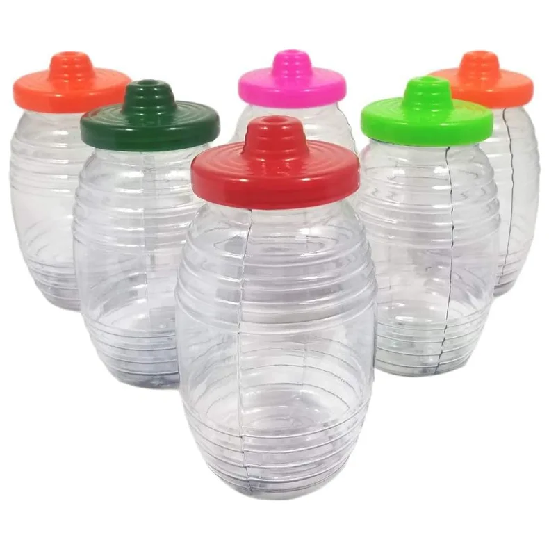 32oz Plastic Traditional Mexican Mini Vitrolero Barrel Shaped Cups with Colorful Leak proof Lids Straws included