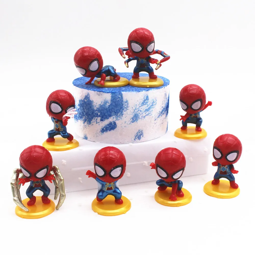 Cheap Price 5.5cm Mini Spiderman Figure Toy Cartoon Cute 8pcs per set Spider man Anime Figure PVC Doll For Cake Topper