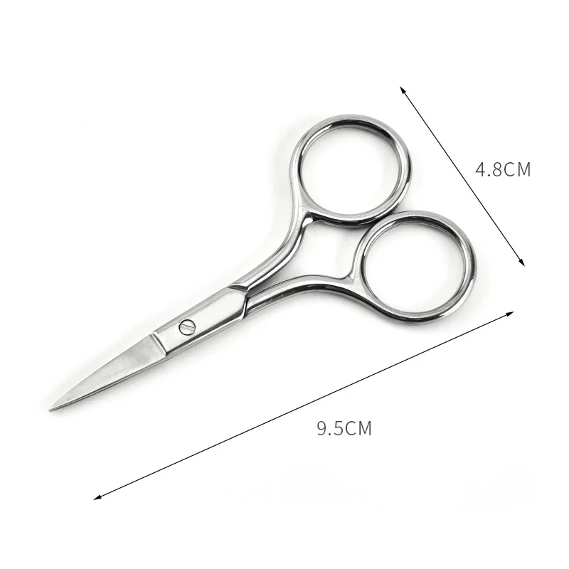 Factory in Stock Stainless Steel Beauty  Vibrissac Scissors Eyebrow Scissors Rust Scissors Support Fixed Logo