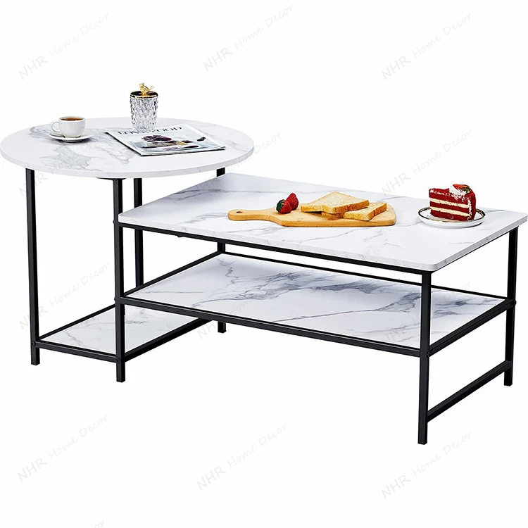 Modern art living furniture cheap stainless steel gold black marble coffee table sets