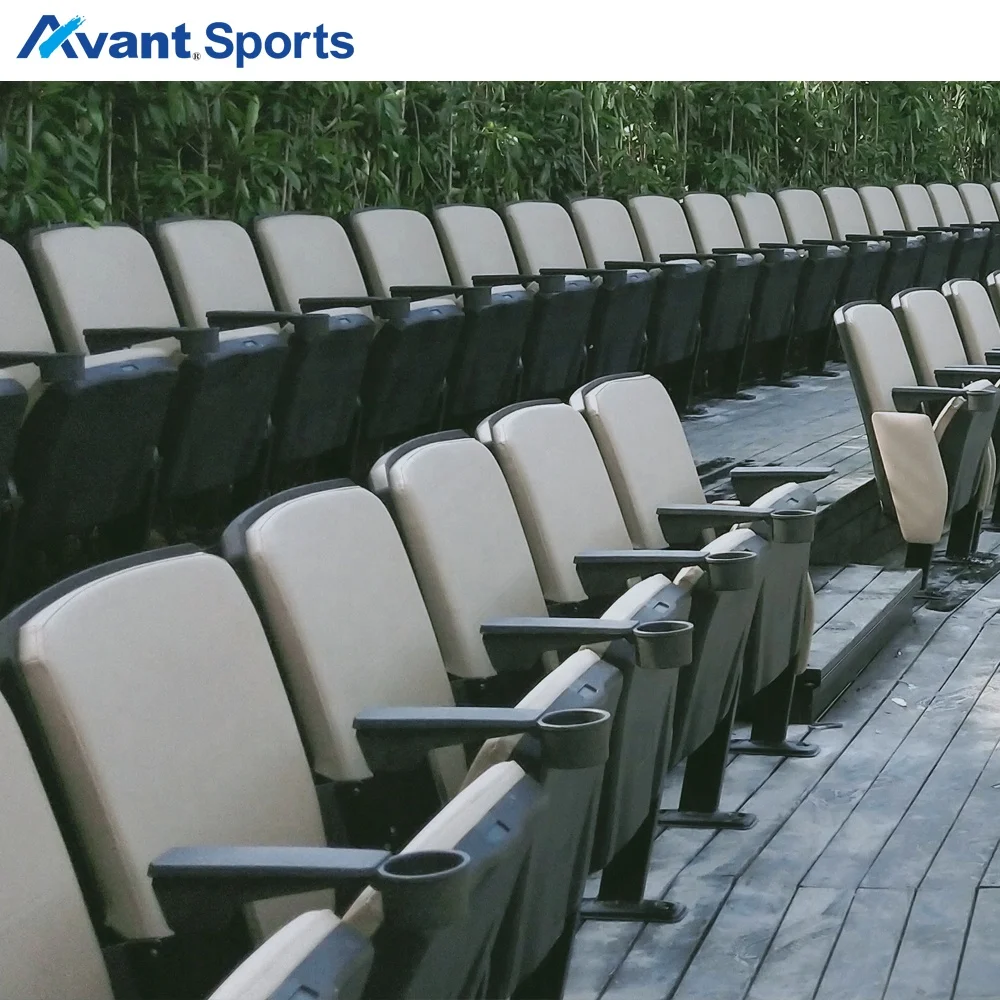 Avant Sports Folding Stadium Seats VIP Foldable Tip Up Sofa Chair With Cup Holder Theatre Cinema Audience Fixed Stadium Seating