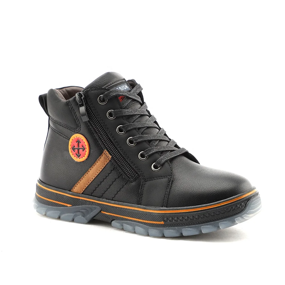 TPR/Нескользящие Детские теплые зимние ботинки на толстой подошве зимние ботинки с высоким берцем из мягкой искусственной кожи для мальчиков