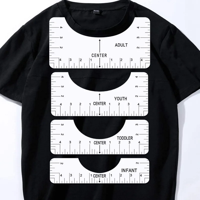 Custom Promotional 4 pieces per set  t shirt ruler guide tool set t-shirt ruler