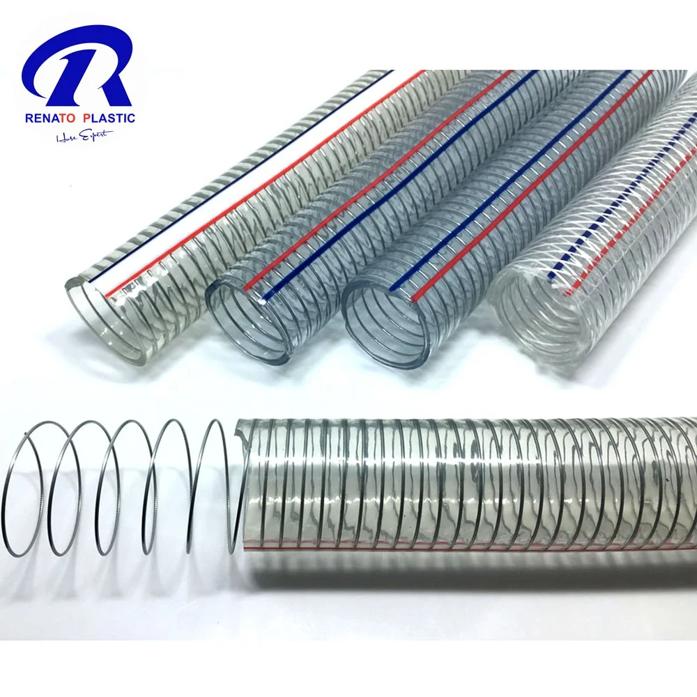 Food Grade Water Suction Spring Vacuum PVC Steel Wire Reinforced Hose