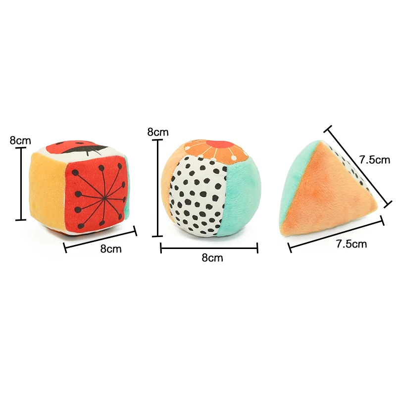 Baby Hand Catching Cloth Ball Toys Infant Interaction Colored Rattle Bell Bed Hanging Rattle Fitness Toys