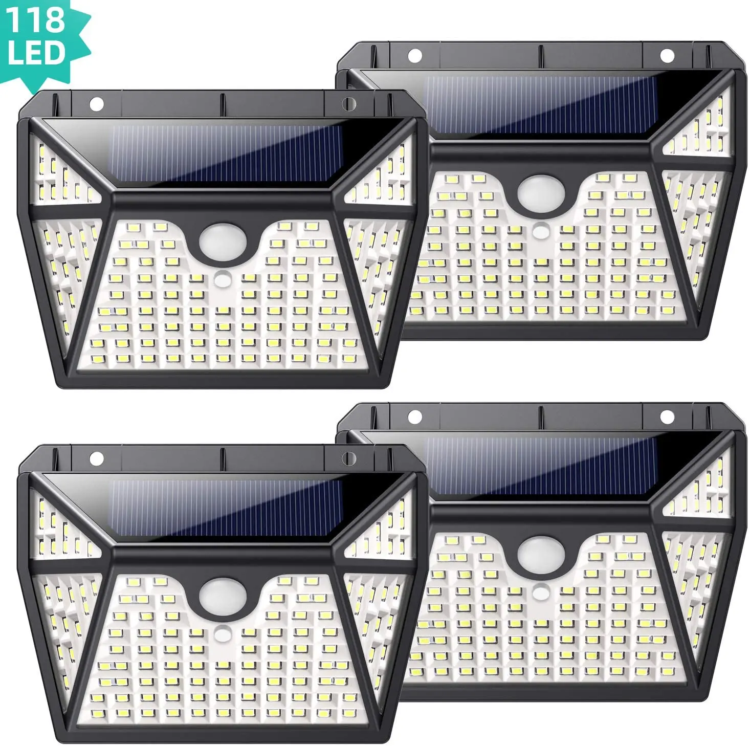 
Solar Wall Lights Outdoor 118LED Waterproof Lighting for Deck, Fence, Patio, Front Door, Stair, Landscape, Yard 