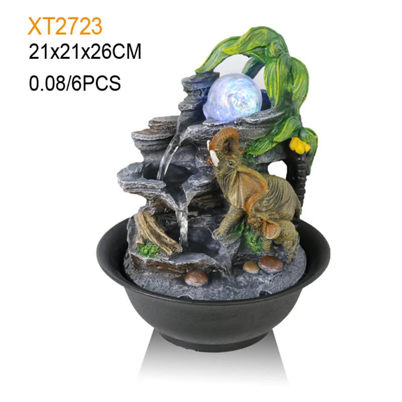 2023 home decoration resin cute elephant sculpture modern tabletop indoor fountain