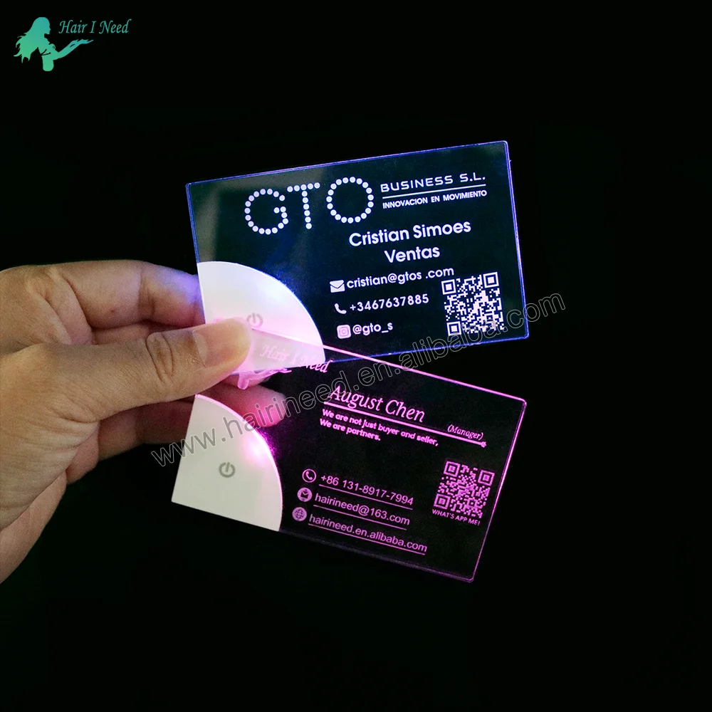 Индивидуальный дизайн, креативная акриловая светодиодная электронная светящаяся деловая пластиковая карточка, печать логотипа, красочная флэш-визитная карточка