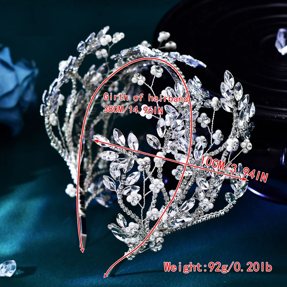 Customize OEM ODM Wide-brimmed Flower Rhinestone Banquet Headdress Bridal Tiara Wedding Decoration Headband