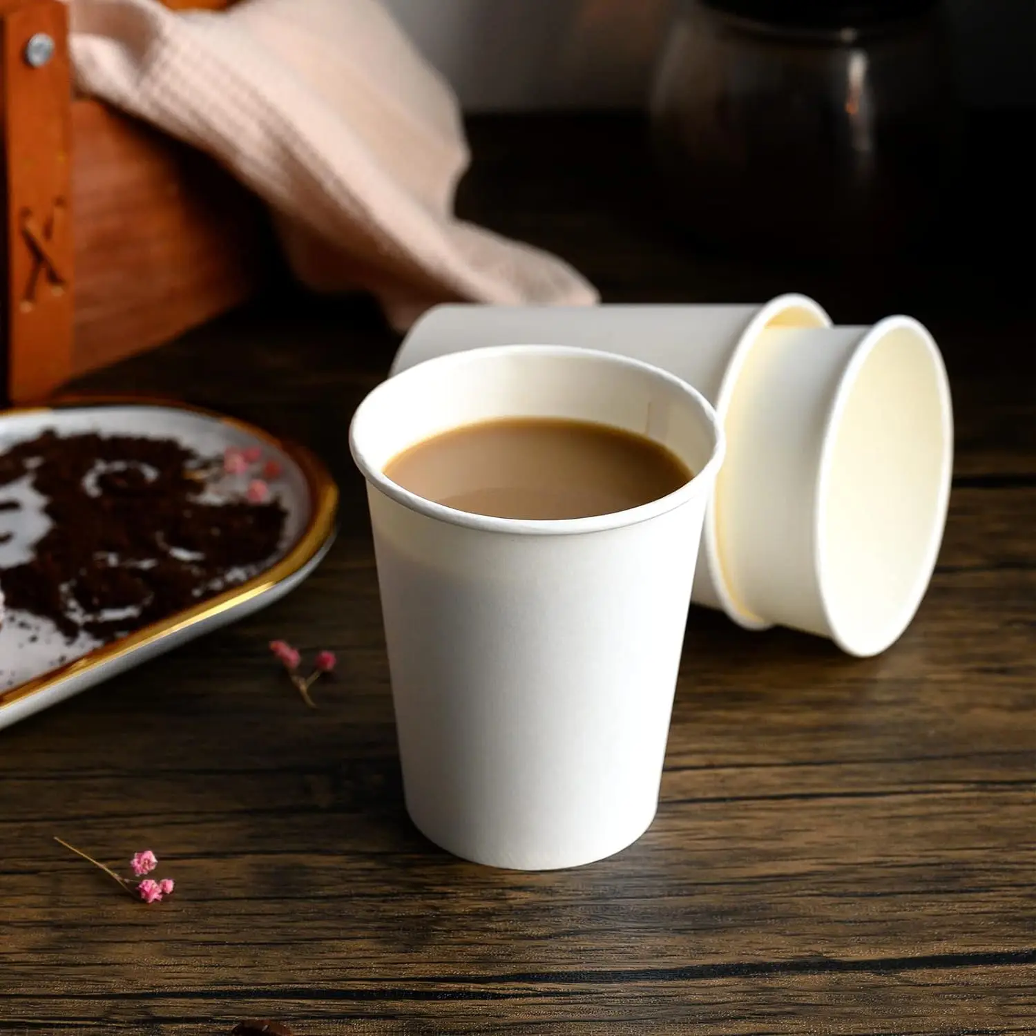 White Hot Coffee Paper Cups, Thickened Paper Style Snack Cups for Beverages Party Haunted House