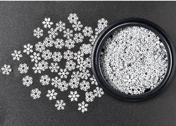 Wholesale 3 Design/Jar 3D Nail Christmas White Snowflake Sequins DIY For Nail Art Glitter Powder