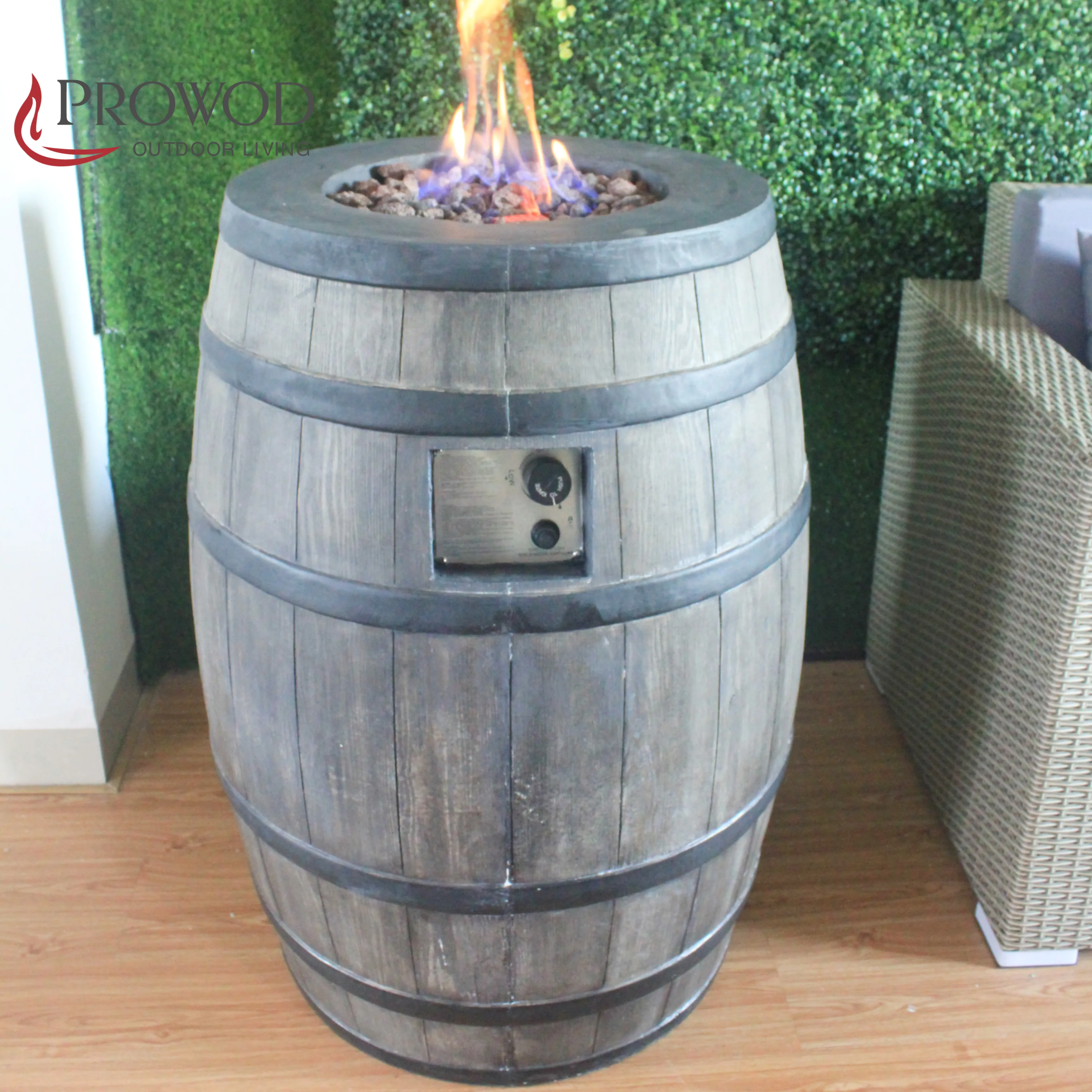 LPG Gas Type Made in Concrete GFRC Fire Oak Barrel Pit