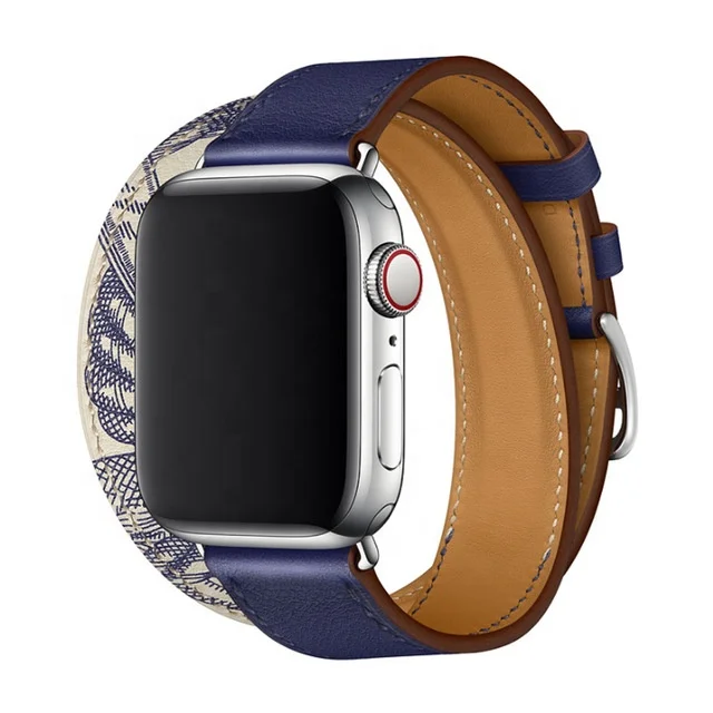 Double Genuine Leather Loop Bracelet for Apple Watch SE 6 5 4 Band 38 42MM Strap for IWatch 44MM Belt 40MM 6 5 4 Wristband