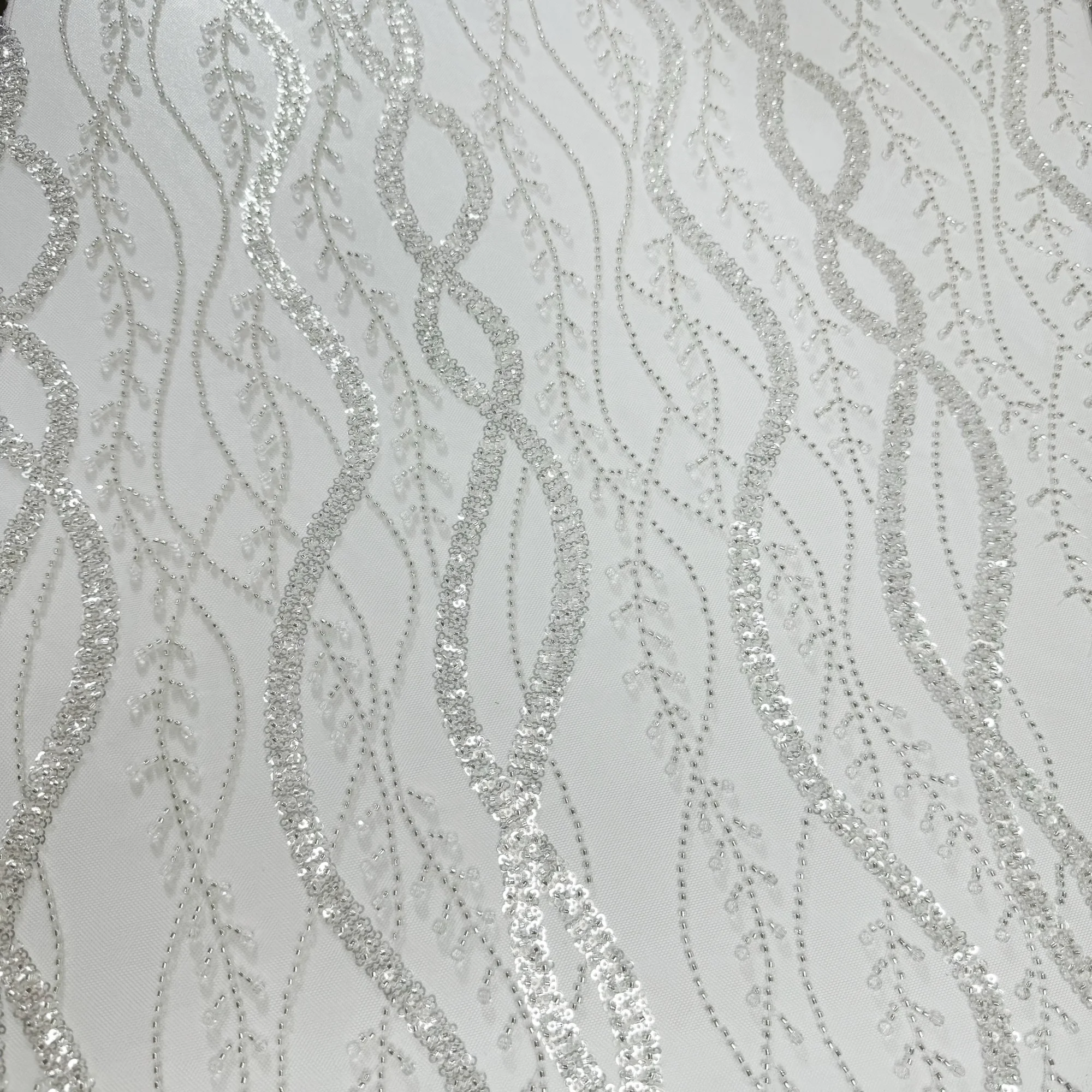 african bridal embroidery fabric for wedding dress making european sequined embroidery fabrics for clothing material