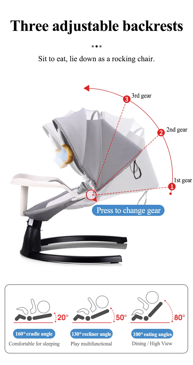 3 In 1 Columpio Para Intelligent Babyschaukel Chaise Balancoire Pour Infant Sleeping Cradle