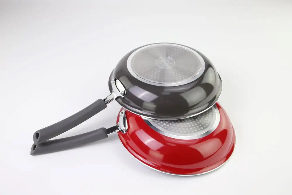 Hot Sale 2pcs Induction Bottom Aluminum Non Stick Kitchen Utensils Electric Frying Pan Set With Silicone Handle