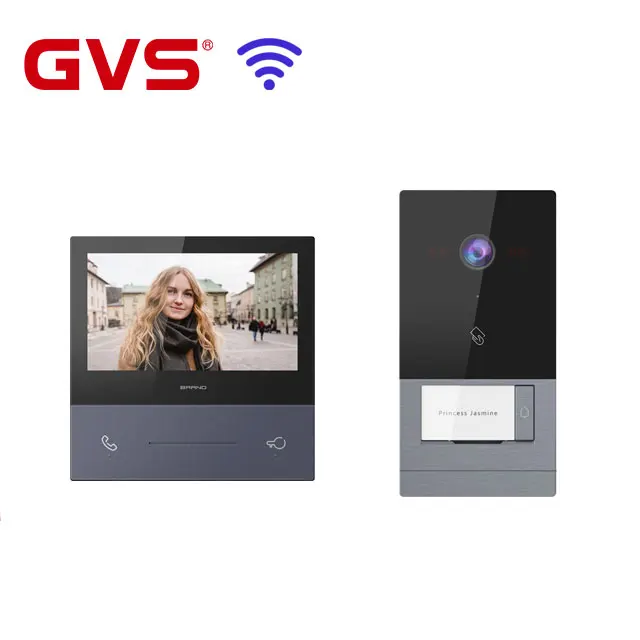 2 провода видео-телефон двери Система внутренней связи с функцией Wi-Fi 7 дюймов с высоким разрешением видео-телефон двери для виллы системы