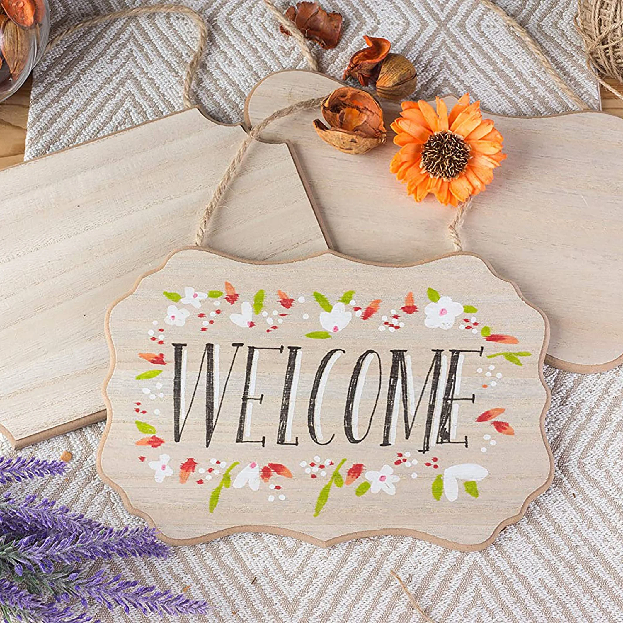 Plaque Sign Door Knob Hangers Unfinished Blank Hanging Wood for Crafts Wood Carton Box Love Nautical Christmas Wooden Ring E0