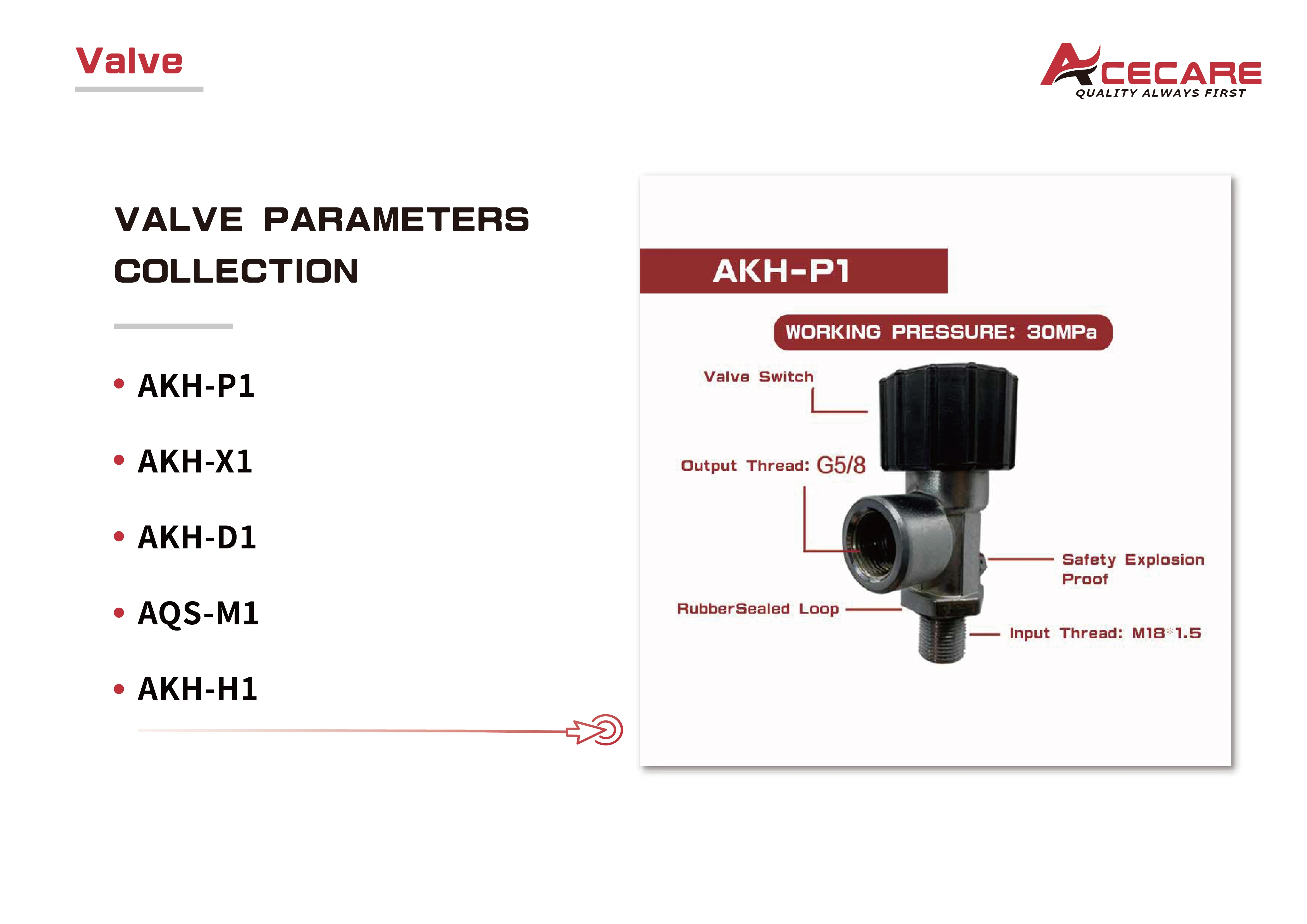 Acecare 300bar 4500psi Valve Combination Sets for Hpa Tank Paintball Tank Scuba Tank