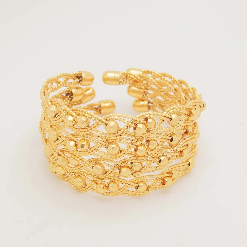 Indian  Dubai Gold Plated Twisted Beaded Bangle Bracelet Women Brass Designers Jewelry