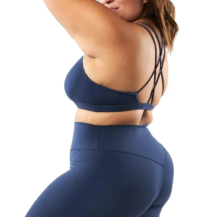  2021 cross back women fitness yoga sets miqi apparel blue plus size