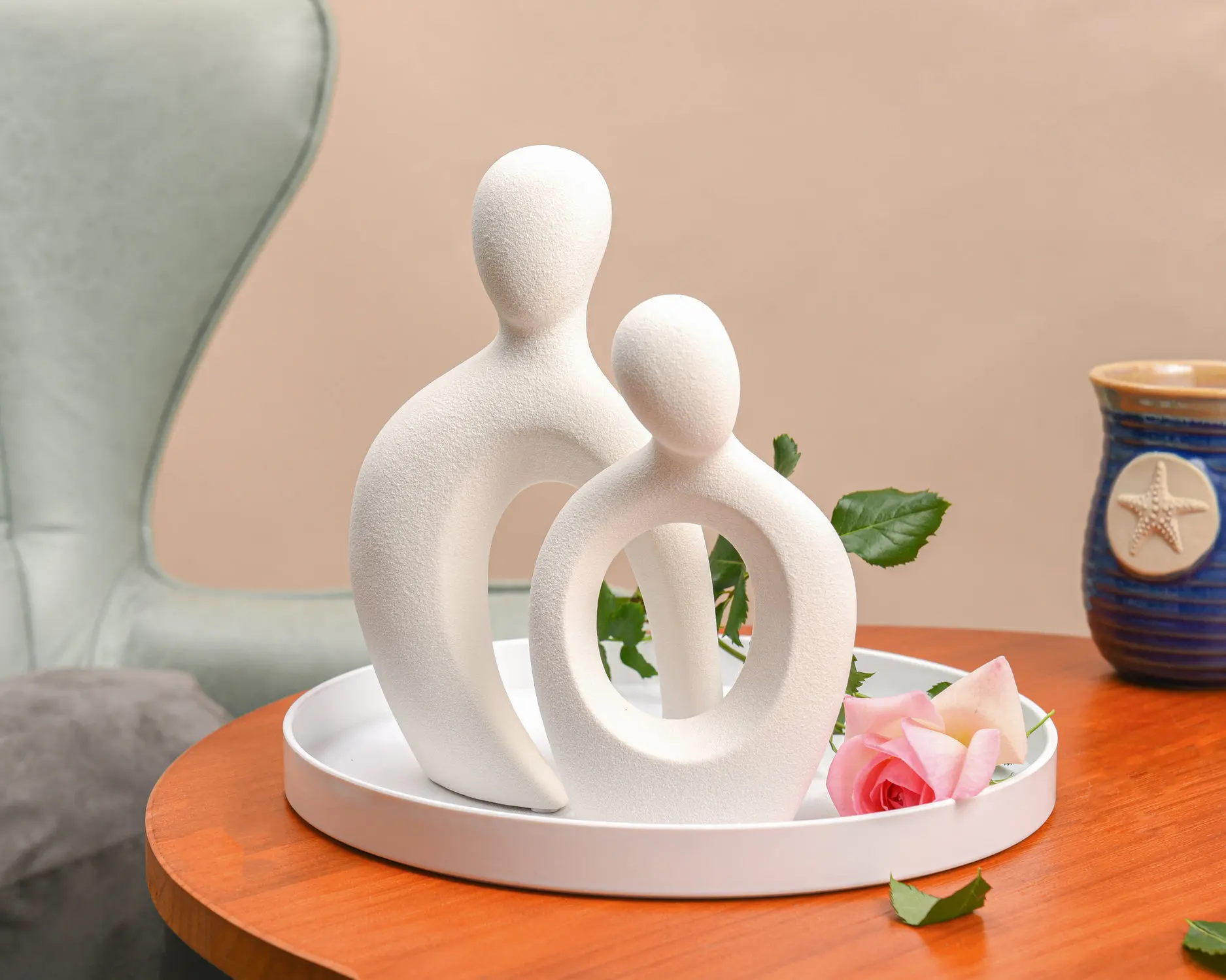 Quoowiit Home Sculpture Design Decoration Couple Ornaments Set Abstraction Body Art Resin Abstract Statue