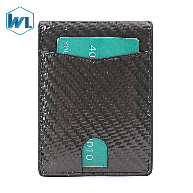  Мужской Тонкий деловой кожаный кошелек с передним карманом RFID Блокировка логотипа двойной держатель для карт