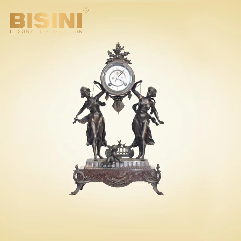 Creative antique Exquisite Superb Two escapement wheel Sculpture Cast copper desk clock clock Classic ornaments table clock