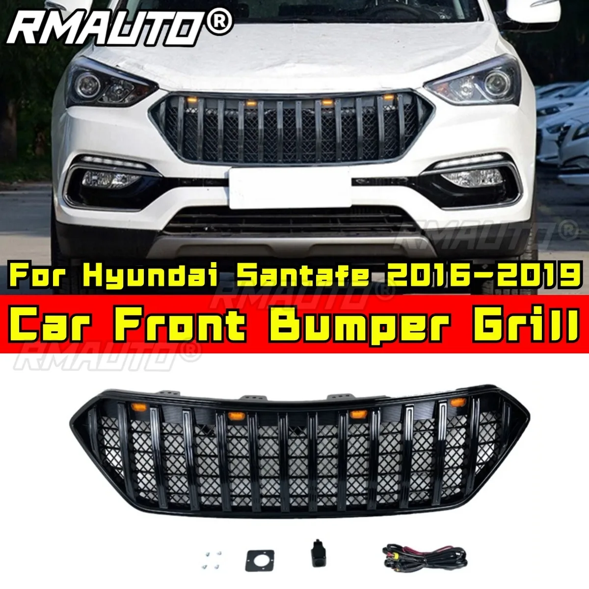 For Hyundai Santafe 2016-2019 Car Front Bumper Grill Racing Grills Car Grille Body Kit Car Accessories