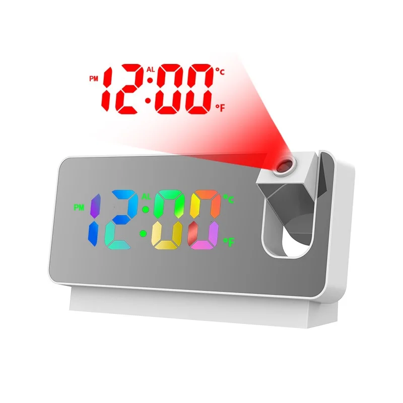 180 Rotation LED Digital Projection Alarm Clock USB Electronic Ceiling Projector Alarm Clock for Bedroom Bedside Desktop Clock