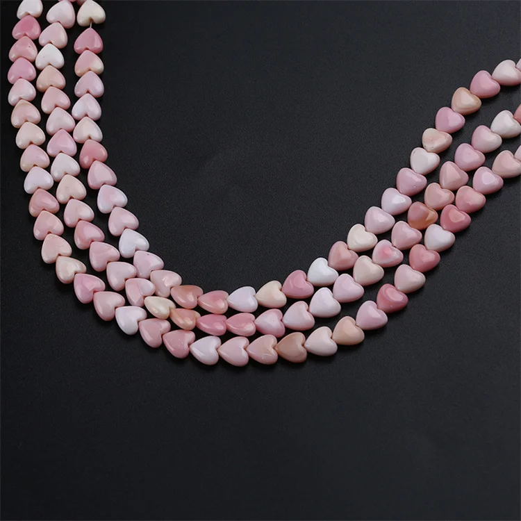 8mm Love Heart Shape Natural Pink Mother Of Pearl Shell Loose Beads Strand For Jewelry Making