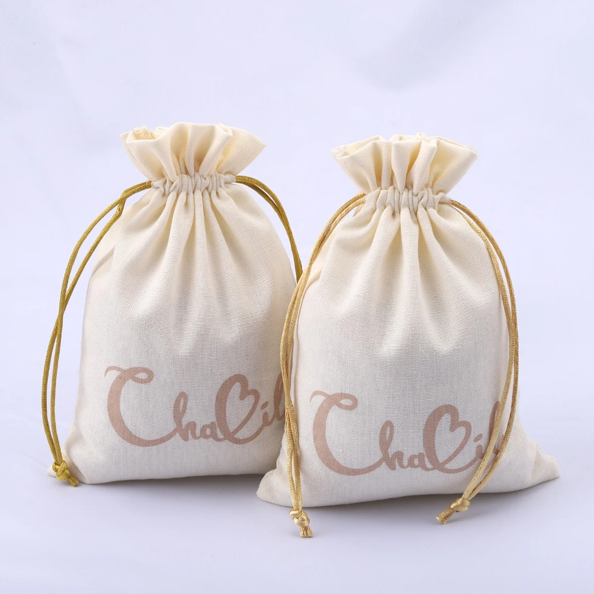 Eco-Friendly Custom Logo Cotton Linen Drawstring Dust Bag For Gift Organic Natural Cotton Packing Pouch