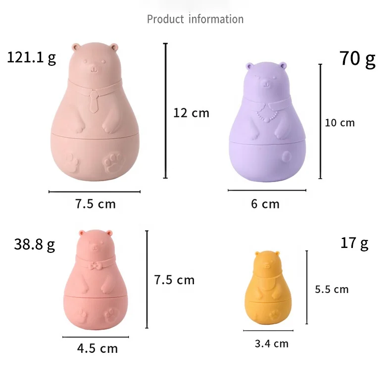 Hot Sale Educational Baby Stacker Stacking Toy Infant Early Education Toy Food Grade Silicone Nesting Dolls