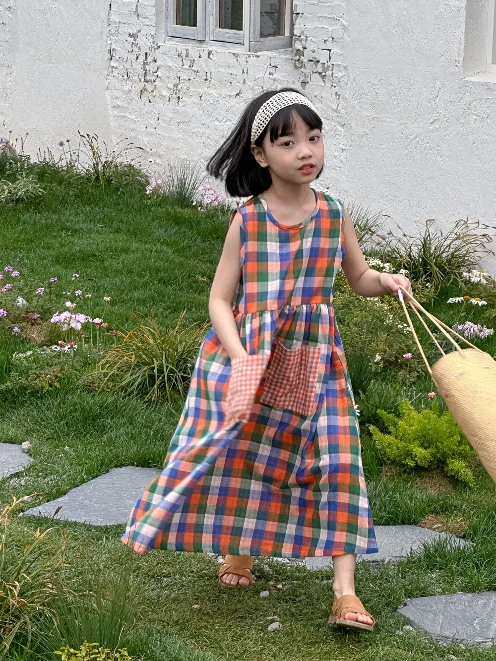 Plaid Summer Long Kids Dress 8 Years Girl Dress Design For Children 2024