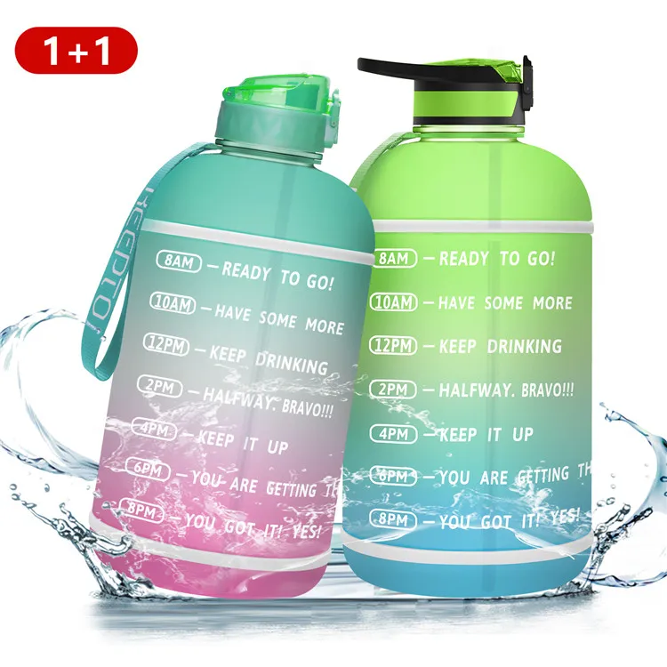 
Large 1 Gallon/128 OZ Motivational BPA Free Leakproof Water Bottle with Straw & Time Marker for Fitness Outdoor Sports 