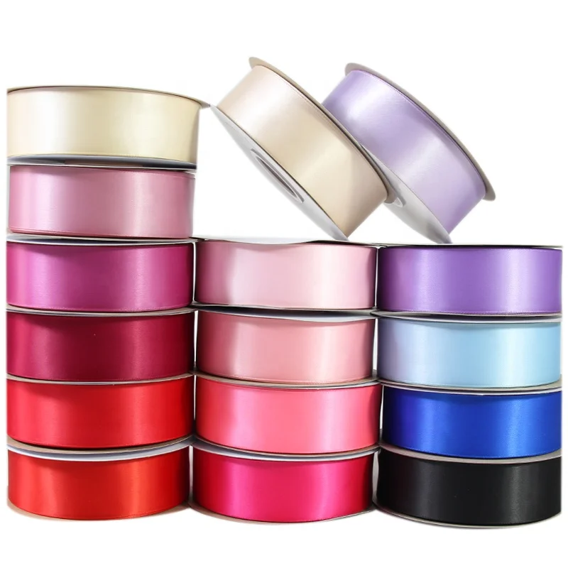 wholesale high quality 196 colors 7/8 inch or 19 sizes single side or double side satin ribbon for gift wrapping