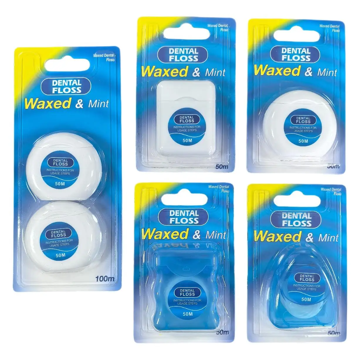 50m Dental Floss Bulk Travel Floss Mint Waxed Dental Floss for Adults