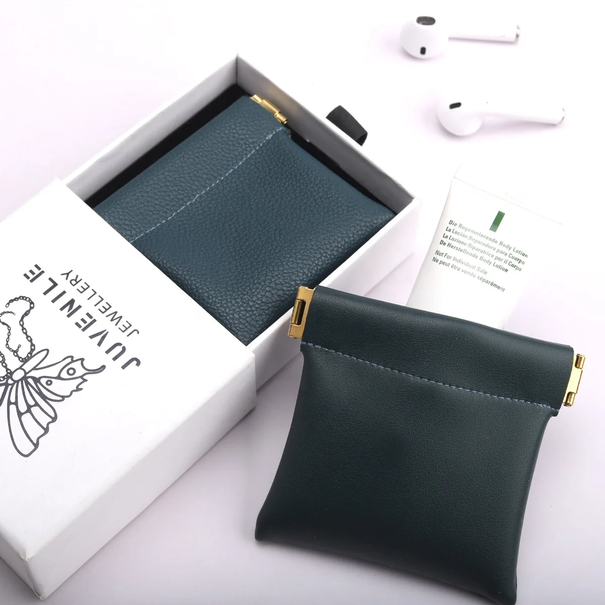 Custom Logo Printed Pu Leather Earring Ring Storage Jewelry Bag Reusable Small Waterproof Leather Pouch With Closed Magnet