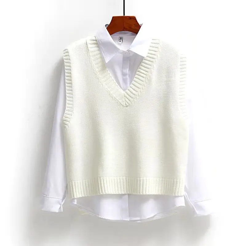 Качественный женский свитер дизайнерский Топ жилет с v-образным вырезом Трикотажный Хлопковый Женский вязаный без рукавов из спандекса индивидуальный