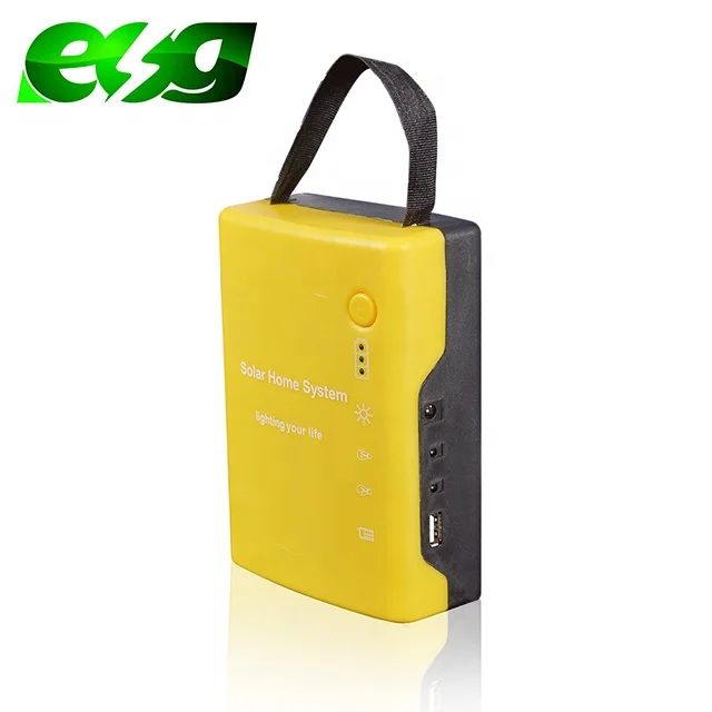 ESG Popular Outdoor Portable  3.7V 4AH 6W Solar Panel Charger Lead Acid DC LED Lamps Small Mini Solar System