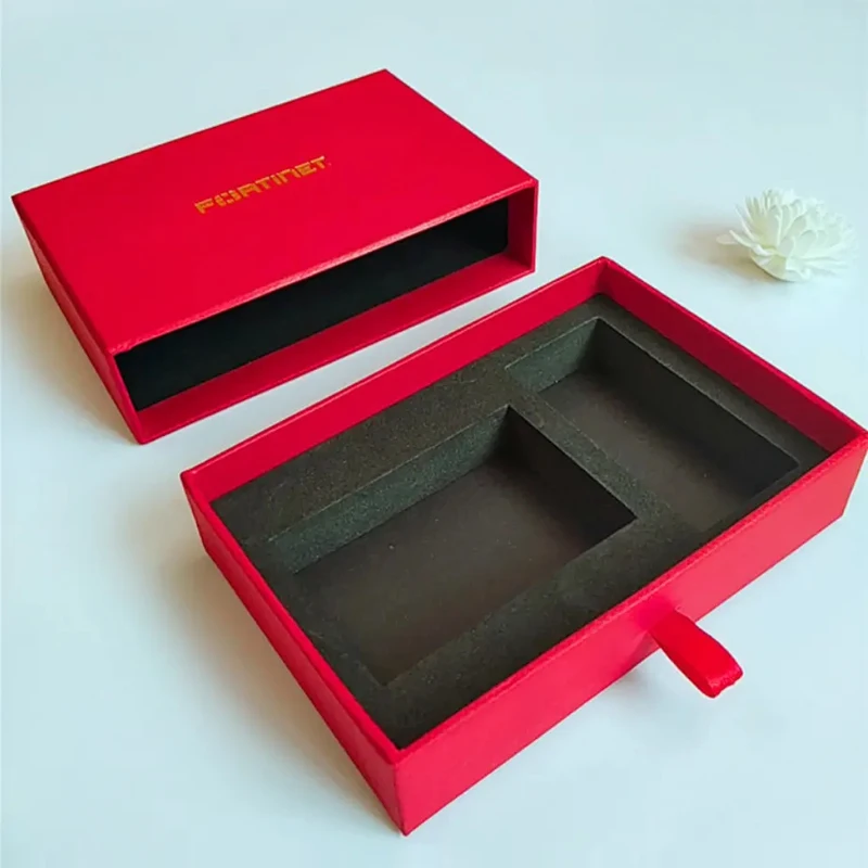 Custom Logo Necklace Bracelet Rings Jewelry Slide Gift Packaging Cardboard Folding Kraft Paper Drawer Box