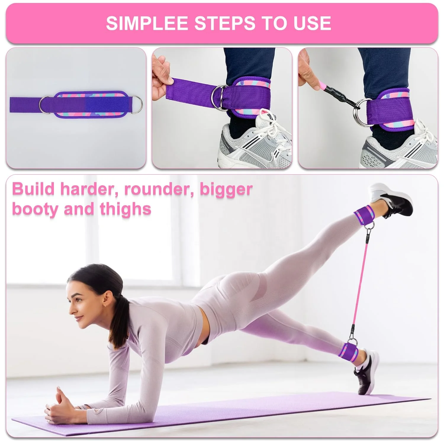 Wholesale High Quality Yoga Resistance Tube Training Elastic Rubber Latex Material Booty Ankle Resistance Bands With Cuffs