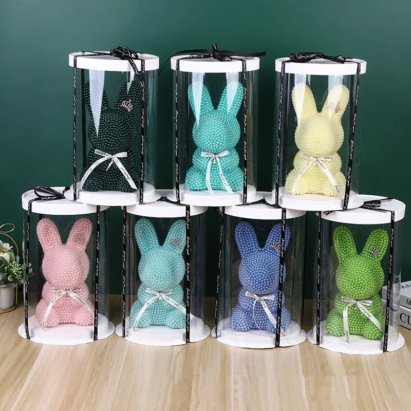 2024 New Style Valentine Gift Sweet 22cm Glitter Simulation Bear Rabbit Rose Crystal Diamond Pearl Bear