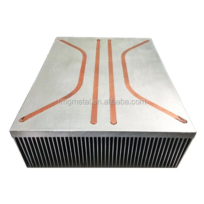 custom high density anodized  bonded fin skived power amplifier cnc aluminum cooler cooper heat pipe heat sink