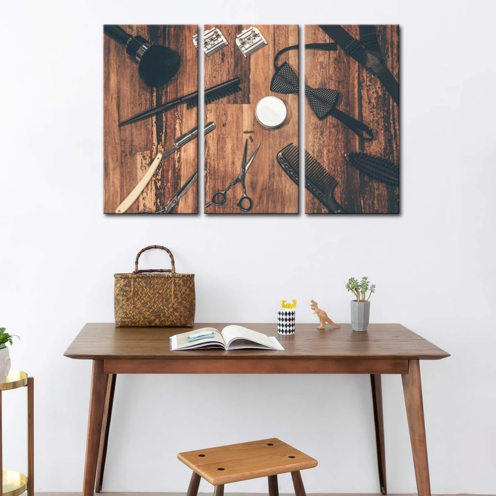 Modern Canvas Painting Wall Art Barber Shop Decor Hair Cutting Tools Scissors  Picture Beauty Salon Artwork  Home Decoration