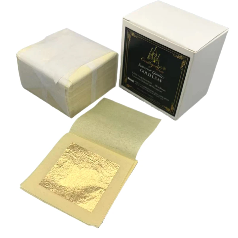 4.33 X 4.33 cm 24 K 99% Genuine Edible Real Healthy and Luxury Gold for Wine and Coffee Decoration Edible Gold Leaf Foil Sheets