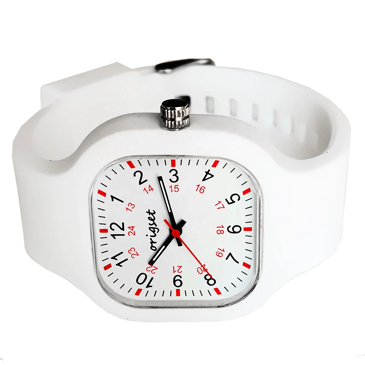 Own logo printed Silicone Medical 24 hours military time big numbers white nurse watches with seconds hands watches no minimum