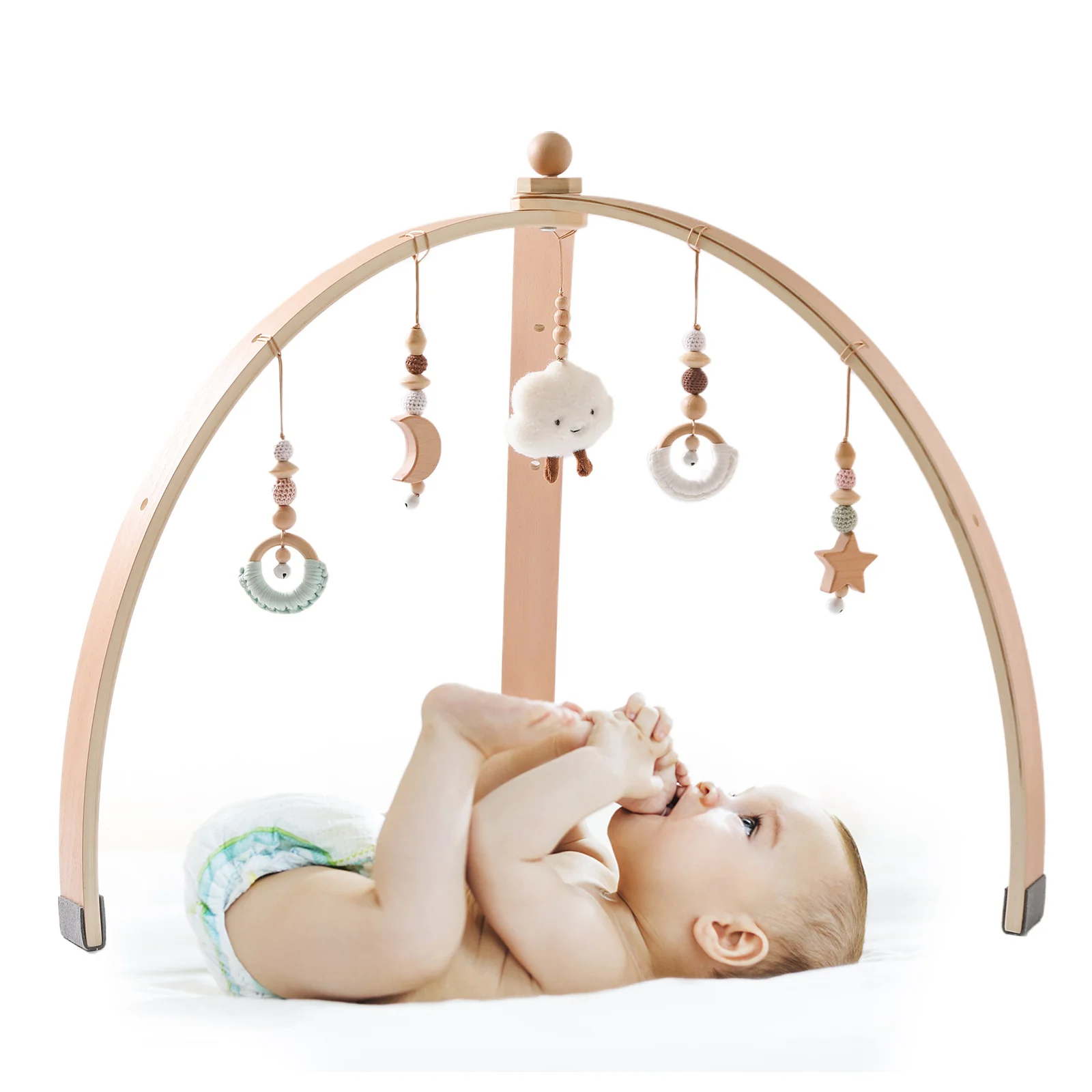 Modern Latest Custom-made Baby Toys 6 to 12 Months Triangular Fitness Frame Gym Activity Wooden Play Mat